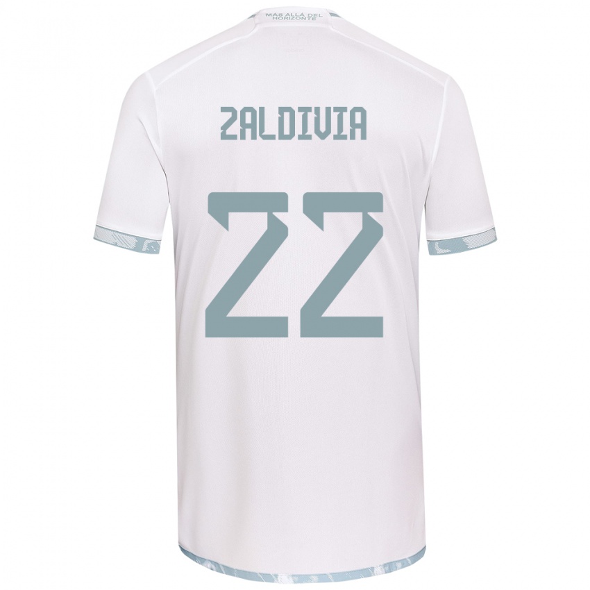 Niño Camiseta Matías Zaldivia #22 Gris Blanco 2ª Equipación 2024/25 La Camisa Chile