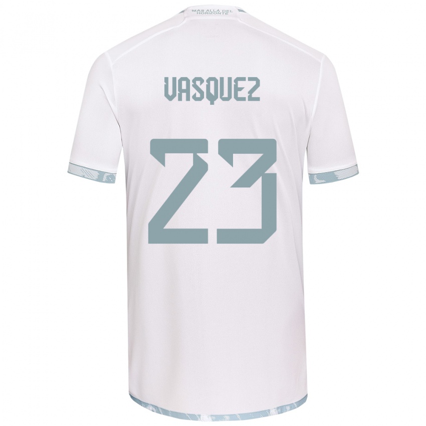 Niño Camiseta Ignacio Vásquez #23 Gris Blanco 2ª Equipación 2024/25 La Camisa Chile