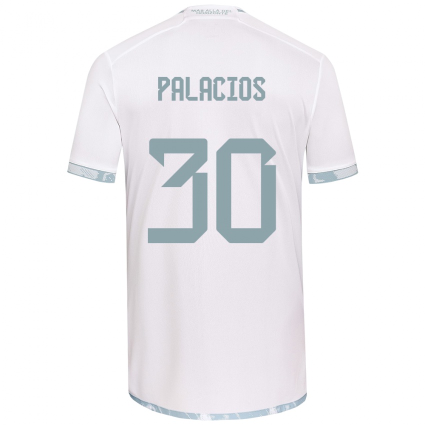 Niño Camiseta Cristian Palacios #30 Gris Blanco 2ª Equipación 2024/25 La Camisa Chile