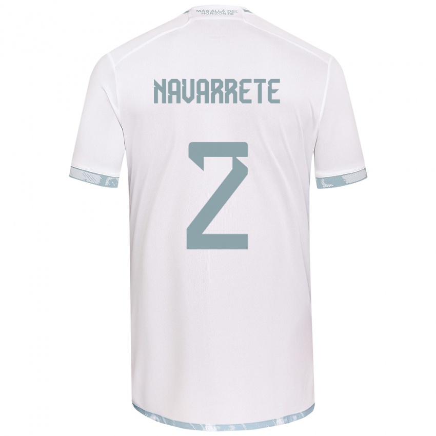 Niño Camiseta Daniel Navarrete #2 Gris Blanco 2ª Equipación 2024/25 La Camisa Chile