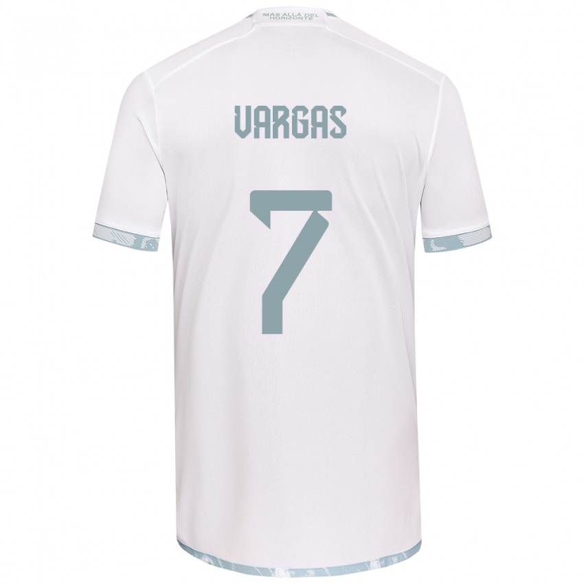 Niño Camiseta Jeisson Vargas #7 Gris Blanco 2ª Equipación 2024/25 La Camisa Chile