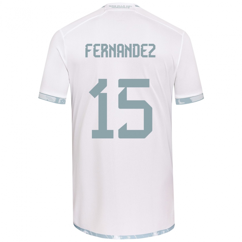 Niño Camiseta Vicente Fernández #15 Gris Blanco 2ª Equipación 2024/25 La Camisa Chile