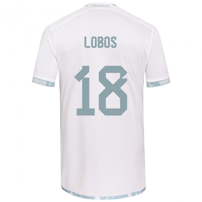 Niño Camiseta Franco Lobos #18 Gris Blanco 2ª Equipación 2024/25 La Camisa Chile