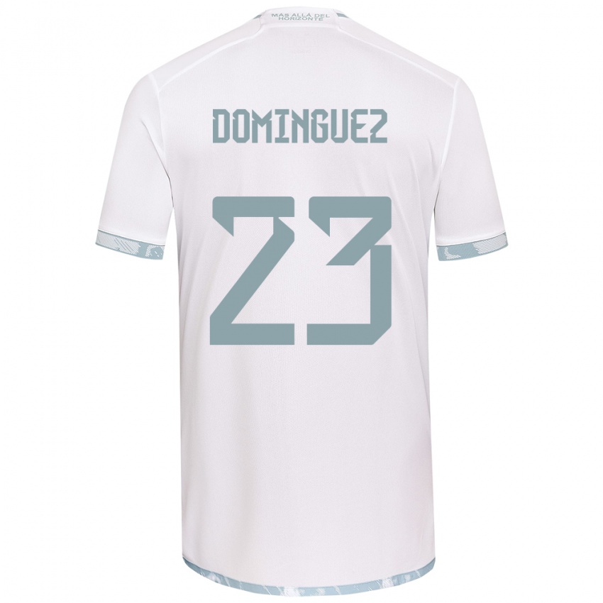 Niño Camiseta Nery Domínguez #23 Gris Blanco 2ª Equipación 2024/25 La Camisa Chile