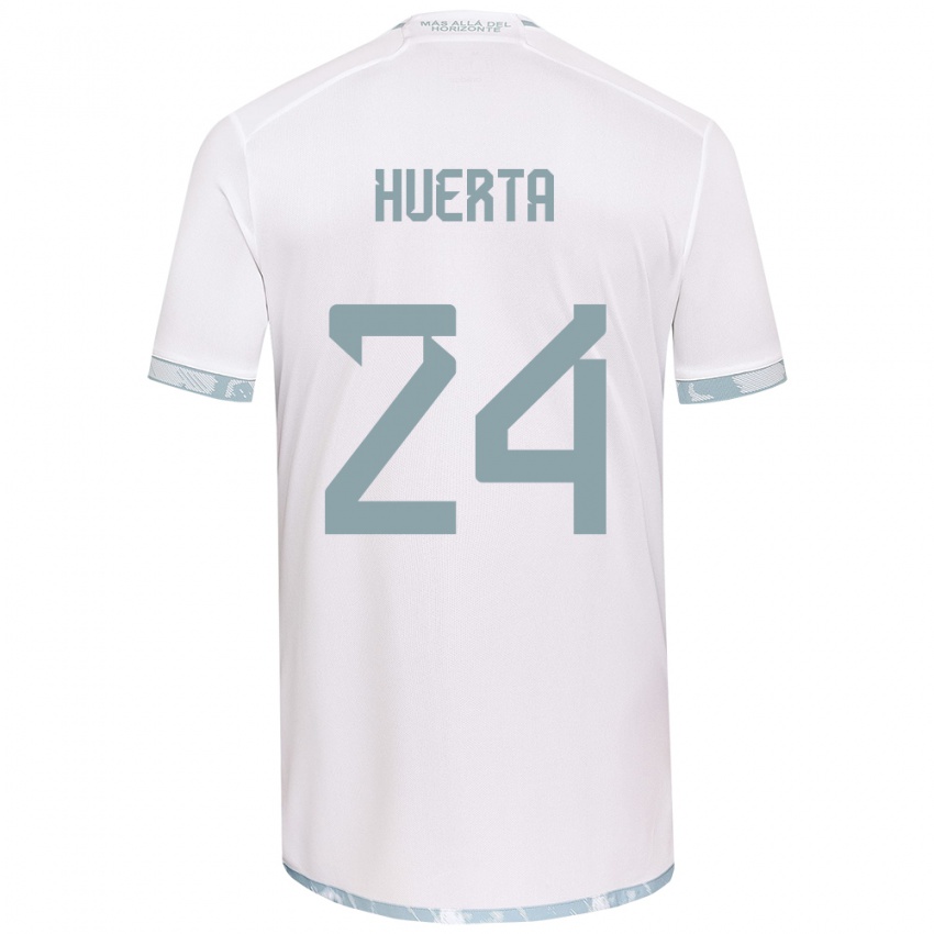 Niño Camiseta Renato Huerta #24 Gris Blanco 2ª Equipación 2024/25 La Camisa Chile