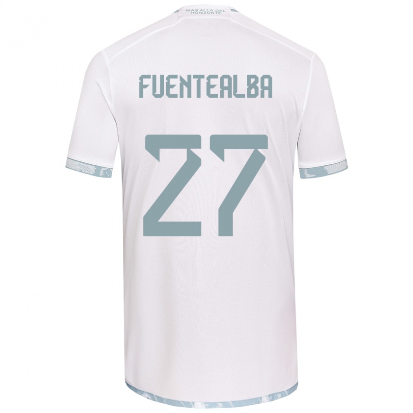 Niño Camiseta Jeison Fuentealba #27 Gris Blanco 2ª Equipación 2024/25 La Camisa Chile