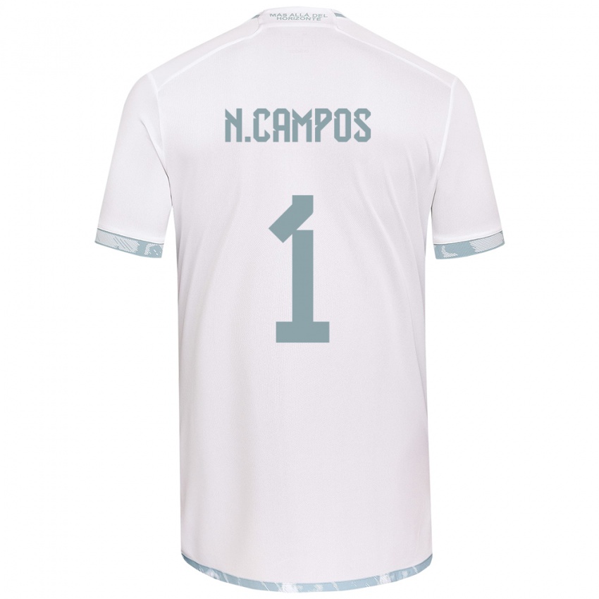 Niño Camiseta Natalia Campos #1 Gris Blanco 2ª Equipación 2024/25 La Camisa Chile