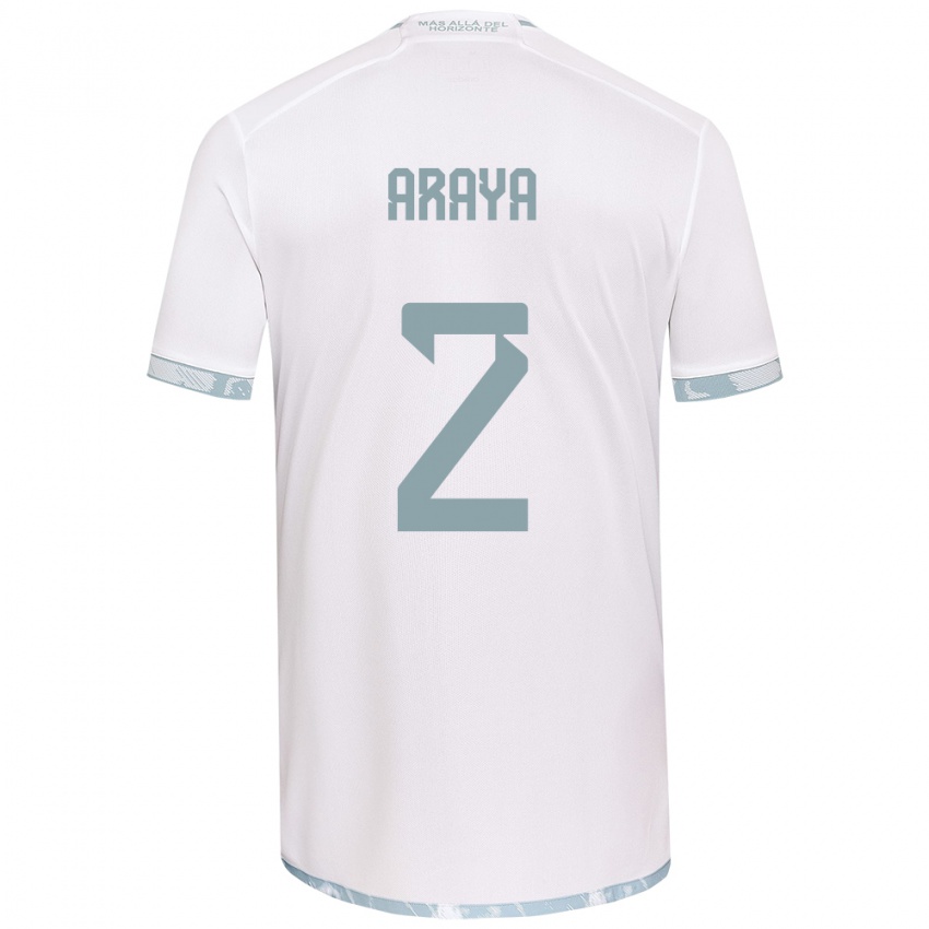 Niño Camiseta Fernanda Araya #2 Gris Blanco 2ª Equipación 2024/25 La Camisa Chile