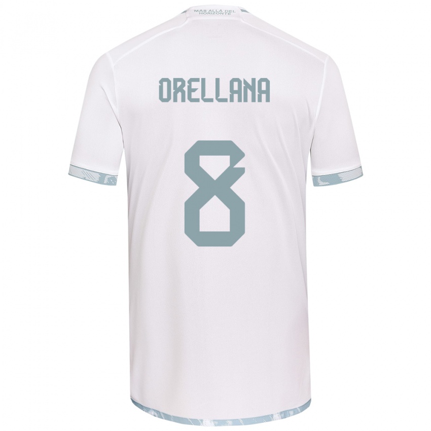 Niño Camiseta Denisse Orellana #8 Gris Blanco 2ª Equipación 2024/25 La Camisa Chile