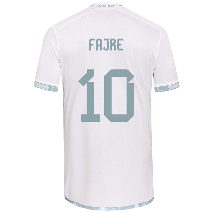 Niño Camiseta Nicole Fajre #10 Gris Blanco 2ª Equipación 2024/25 La Camisa Chile