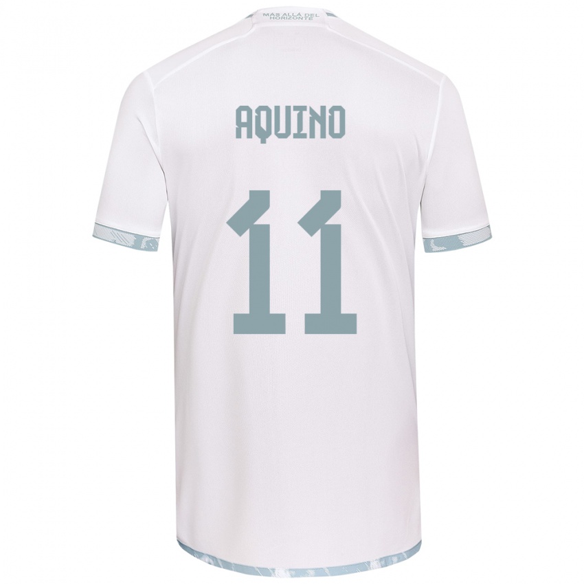 Niño Camiseta Yisel Aquino #11 Gris Blanco 2ª Equipación 2024/25 La Camisa Chile