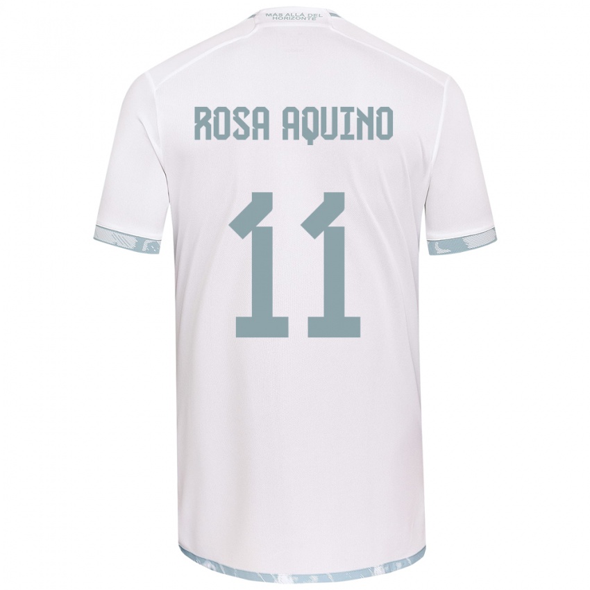 Niño Camiseta Rosa Aquino #11 Gris Blanco 2ª Equipación 2024/25 La Camisa Chile