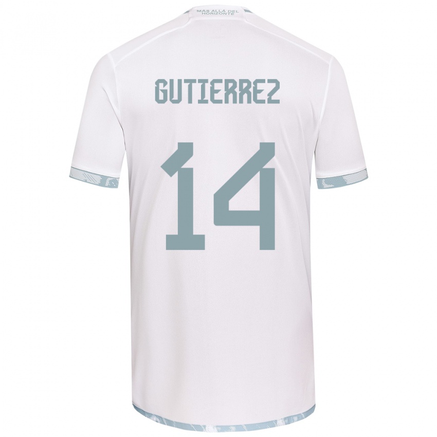 Niño Camiseta Ana Gutiérrez #14 Gris Blanco 2ª Equipación 2024/25 La Camisa Chile