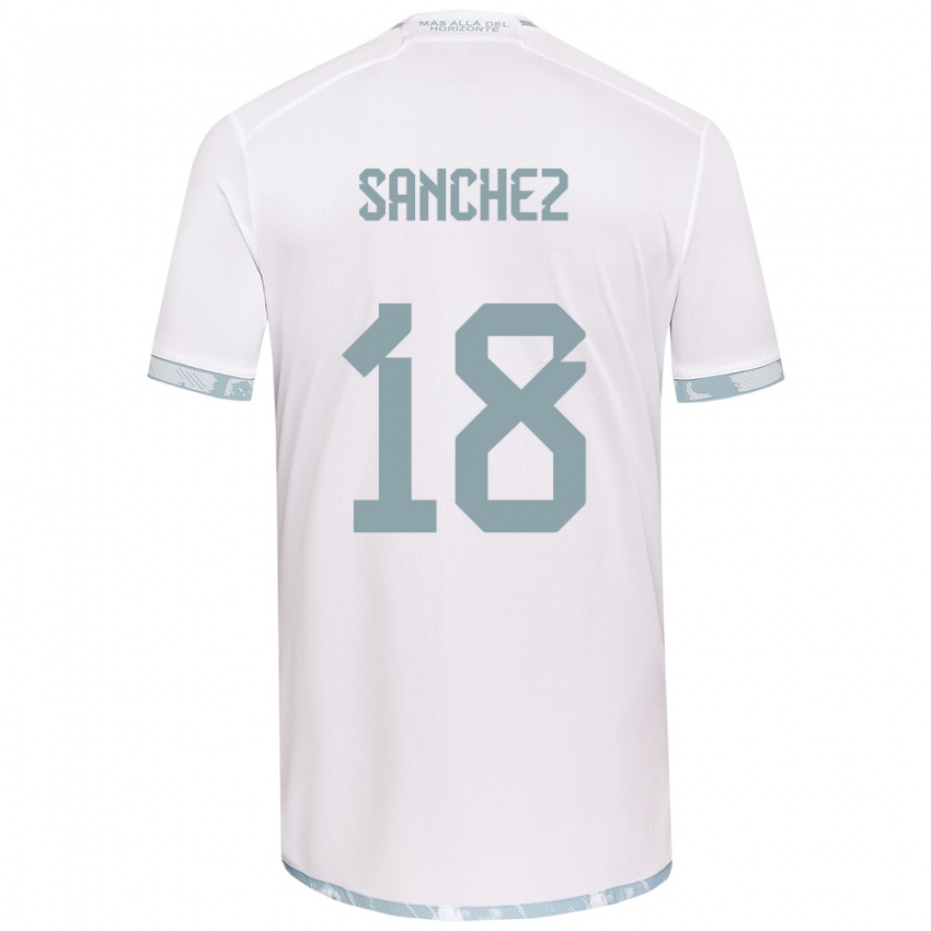 Niño Camiseta Bárbara Sánchez #18 Gris Blanco 2ª Equipación 2024/25 La Camisa Chile