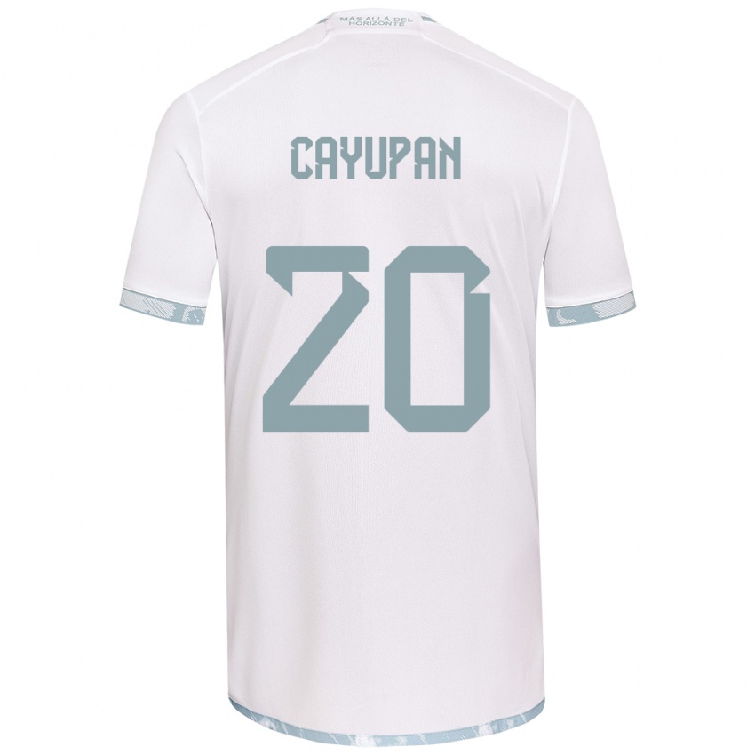 Niño Camiseta Natalia Cayupán #20 Gris Blanco 2ª Equipación 2024/25 La Camisa Chile