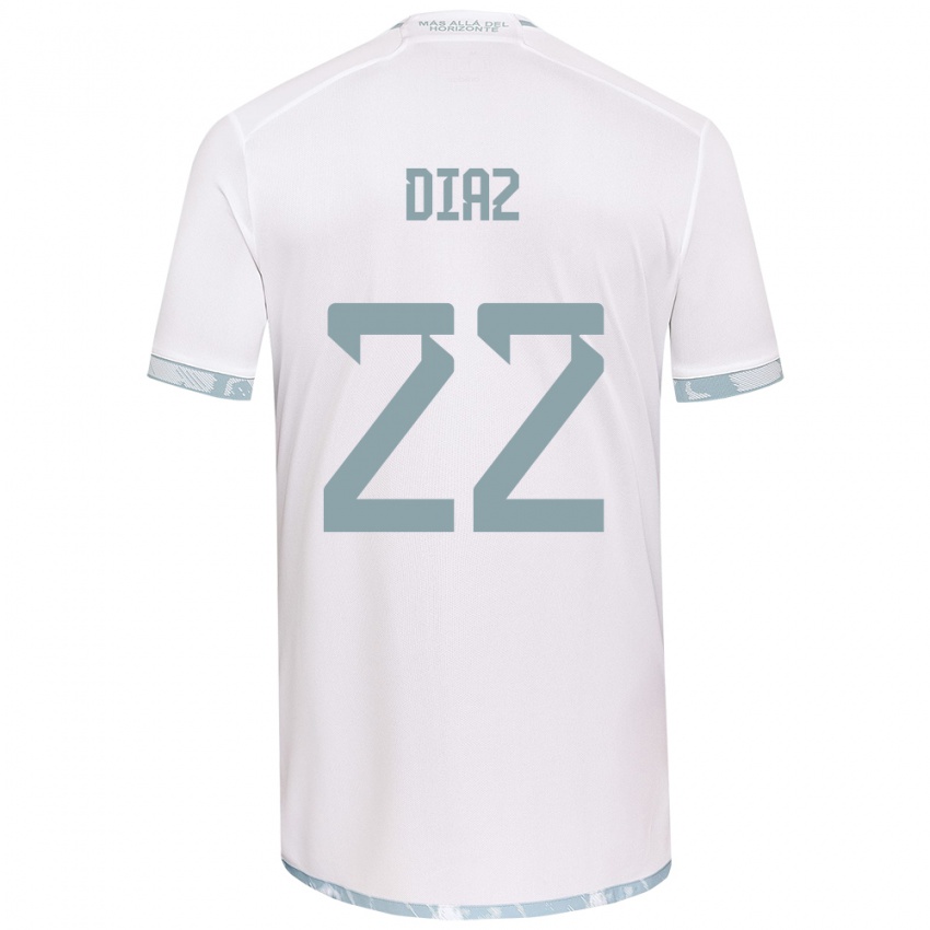 Niño Camiseta Valentina Díaz #22 Gris Blanco 2ª Equipación 2024/25 La Camisa Chile