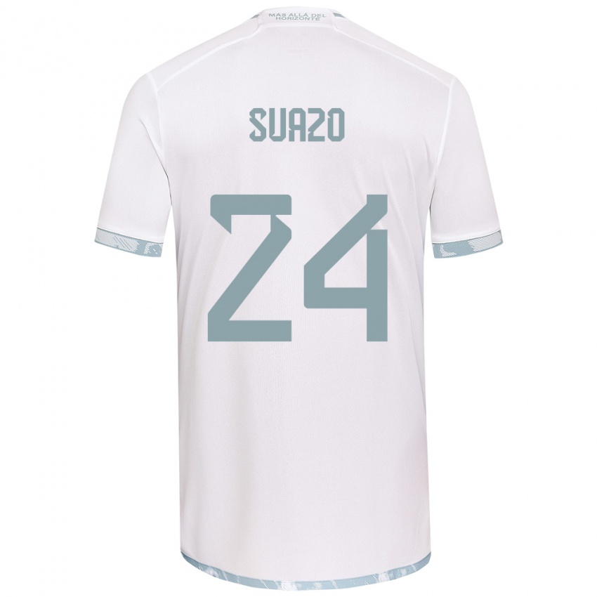 Niño Camiseta Arantza Suazo #24 Gris Blanco 2ª Equipación 2024/25 La Camisa Chile