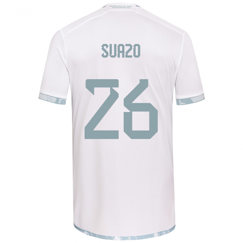 Niño Camiseta Gretzel Suazo #26 Gris Blanco 2ª Equipación 2024/25 La Camisa Chile