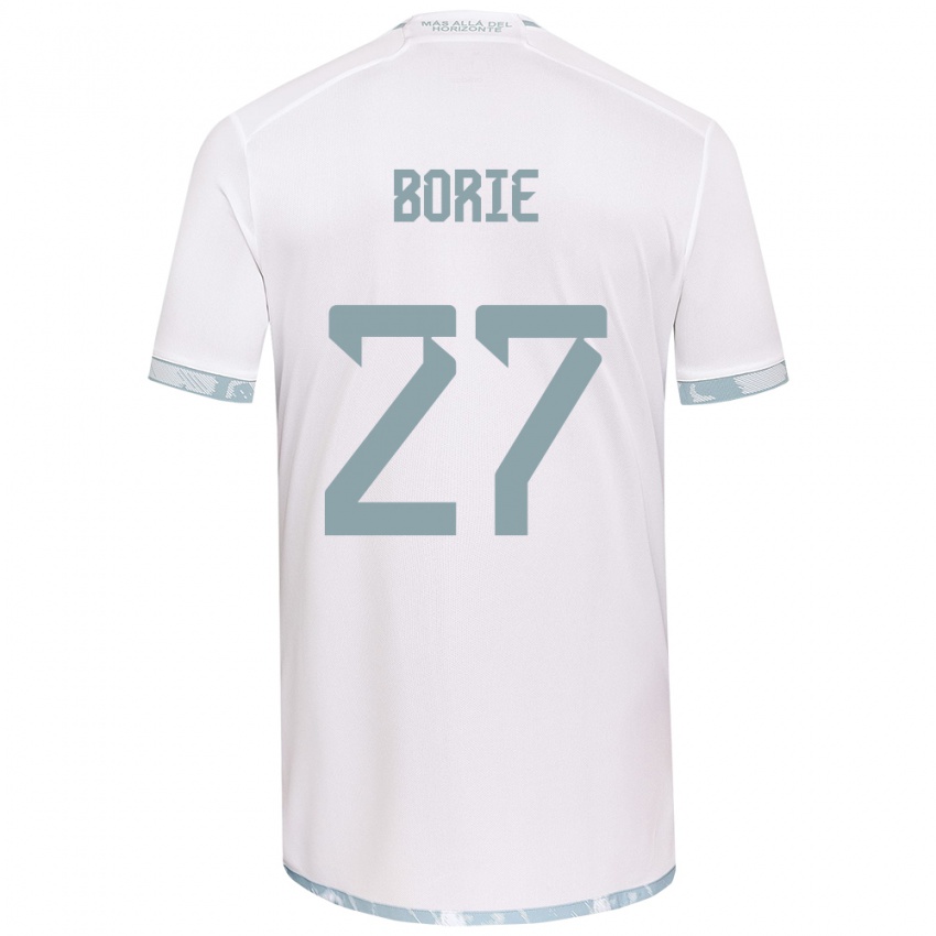 Niño Camiseta Emilie Borie #27 Gris Blanco 2ª Equipación 2024/25 La Camisa Chile