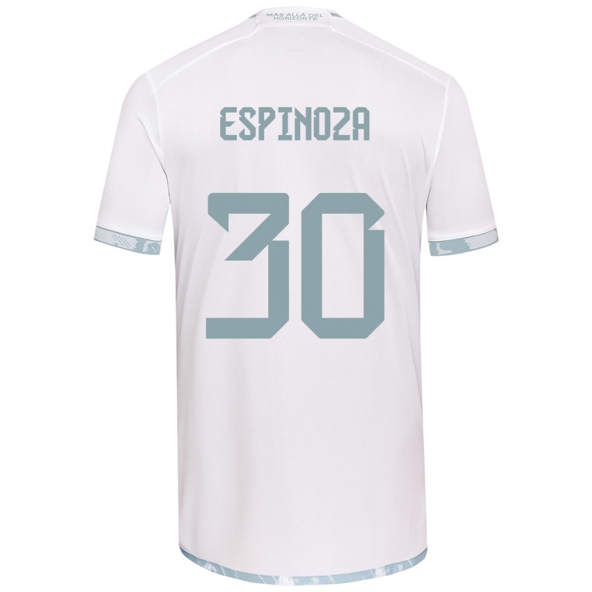 Niño Camiseta Isidora Espinoza #30 Gris Blanco 2ª Equipación 2024/25 La Camisa Chile