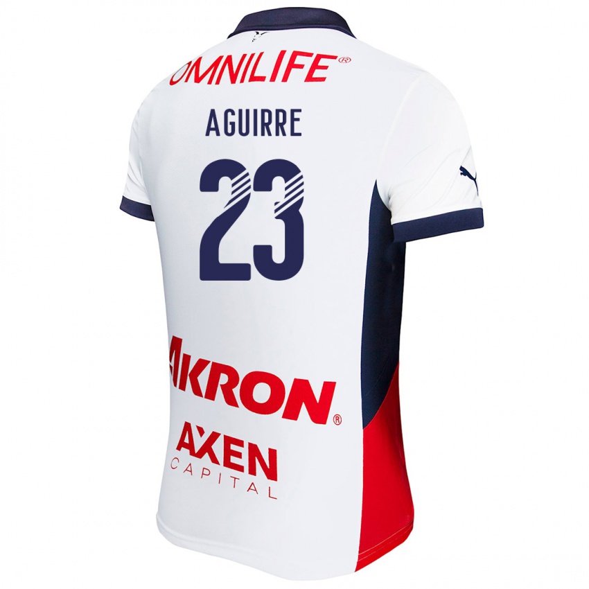 Niño Camiseta Daniel Aguirre #23 Blanco Rojo Azul 2ª Equipación 2024/25 La Camisa Chile