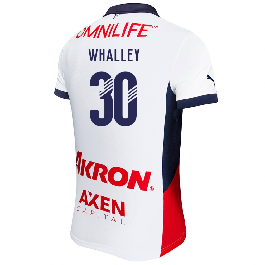 Niño Camiseta Óscar Whalley #30 Blanco Rojo Azul 2ª Equipación 2024/25 La Camisa Chile