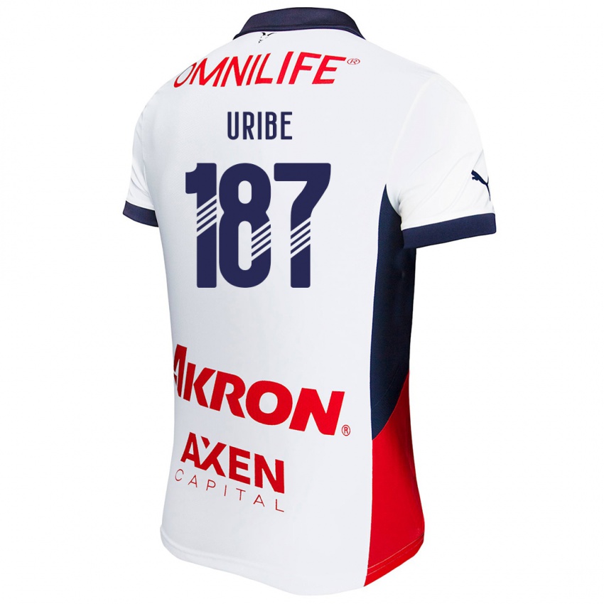 Niño Camiseta Juan Uribe #187 Blanco Rojo Azul 2ª Equipación 2024/25 La Camisa Chile