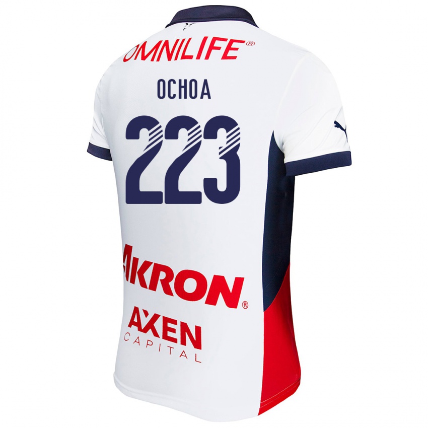 Niño Camiseta Diego Ochoa #223 Blanco Rojo Azul 2ª Equipación 2024/25 La Camisa Chile