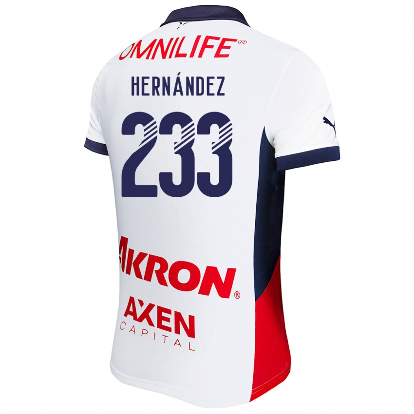 Niño Camiseta Zinedine Hernández #233 Blanco Rojo Azul 2ª Equipación 2024/25 La Camisa Chile