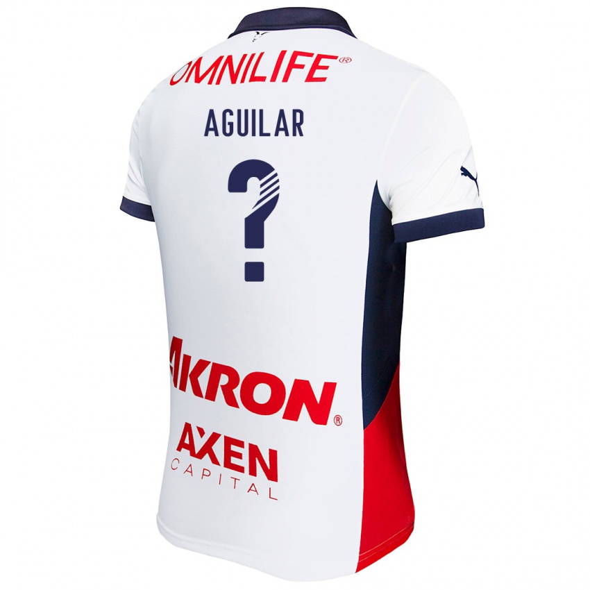 Niño Camiseta Alexander Aguilar #0 Blanco Rojo Azul 2ª Equipación 2024/25 La Camisa Chile