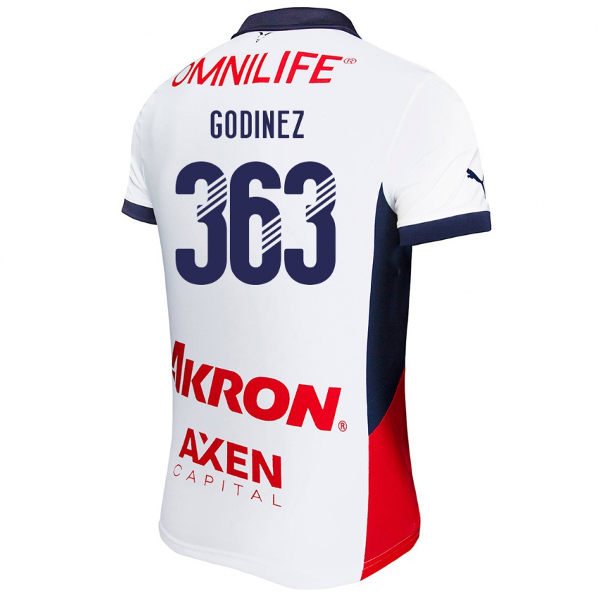 Niño Camiseta André Godinez #363 Blanco Rojo Azul 2ª Equipación 2024/25 La Camisa Chile