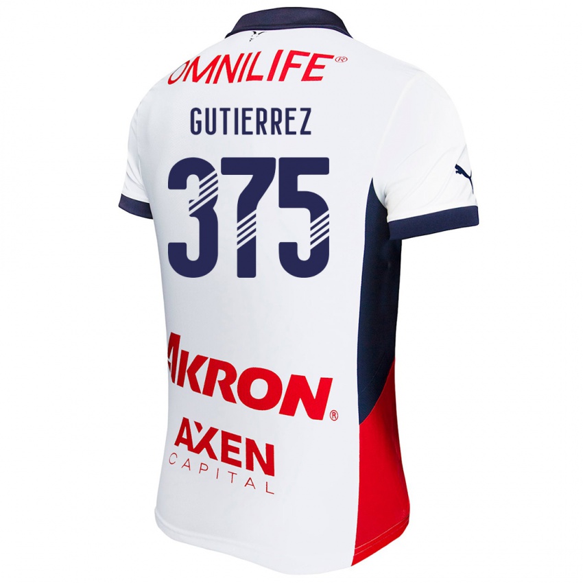 Niño Camiseta Gerson Gutiérrez #375 Blanco Rojo Azul 2ª Equipación 2024/25 La Camisa Chile