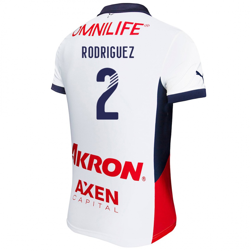 Niño Camiseta Jaqueline Rodríguez #2 Blanco Rojo Azul 2ª Equipación 2024/25 La Camisa Chile