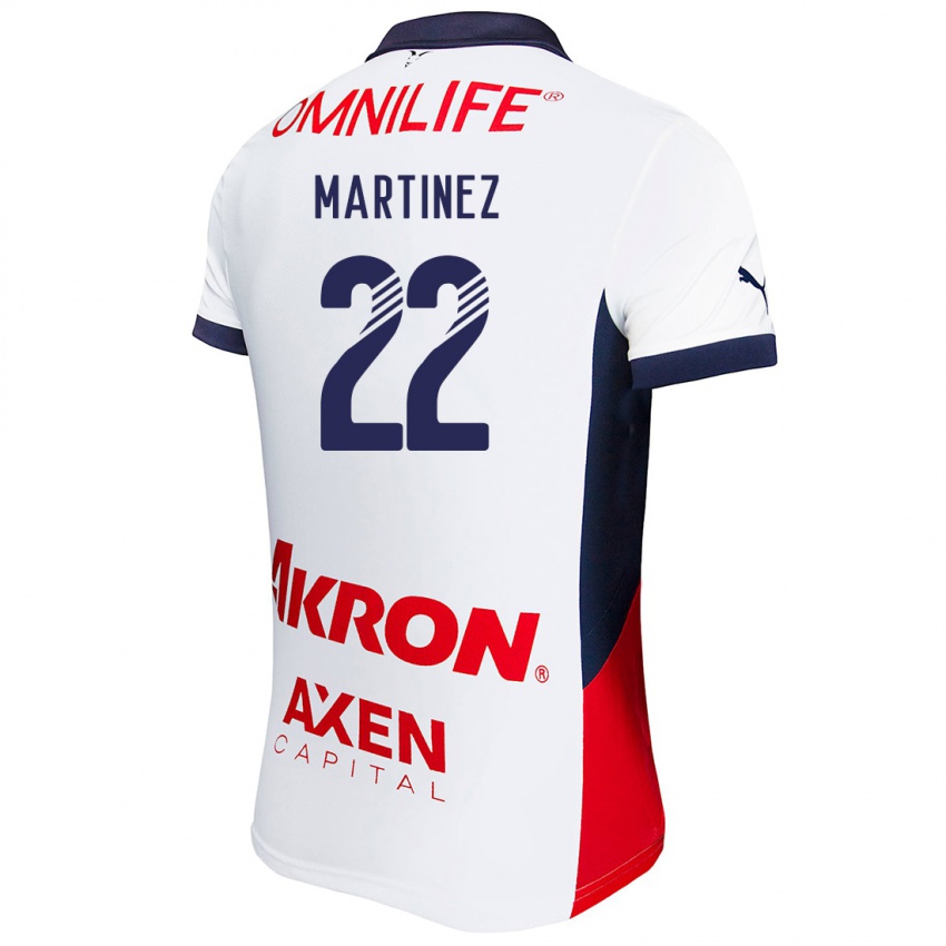 Niño Camiseta Karla Martínez #22 Blanco Rojo Azul 2ª Equipación 2024/25 La Camisa Chile