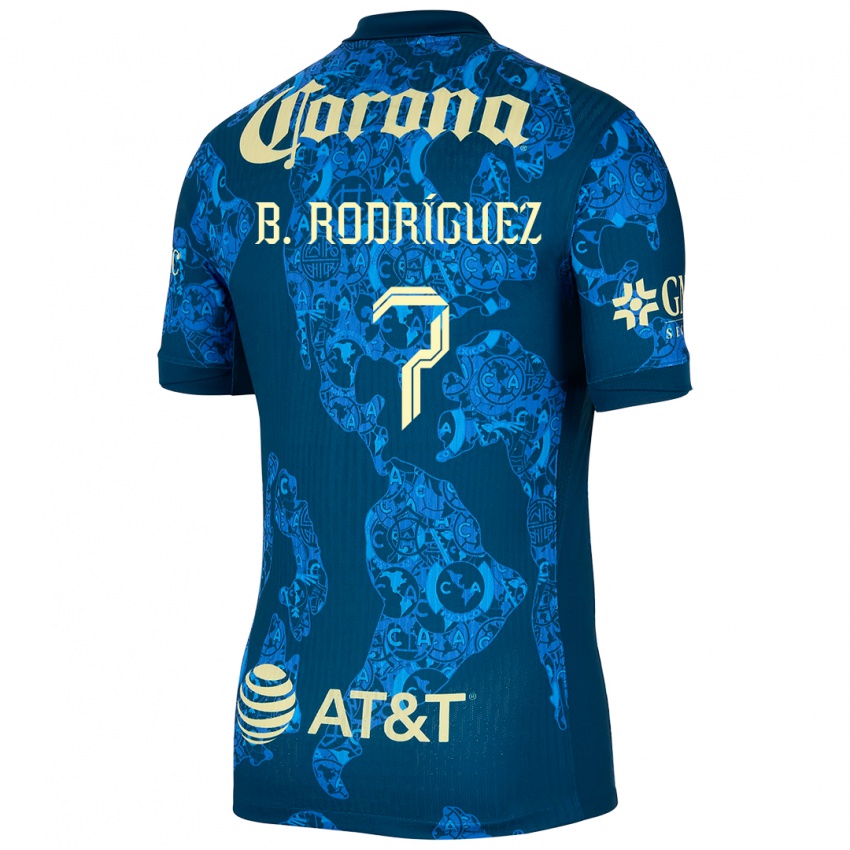 Niño Camiseta Brian Rodríguez #7 Azul Amarillo 2ª Equipación 2024/25 La Camisa Chile