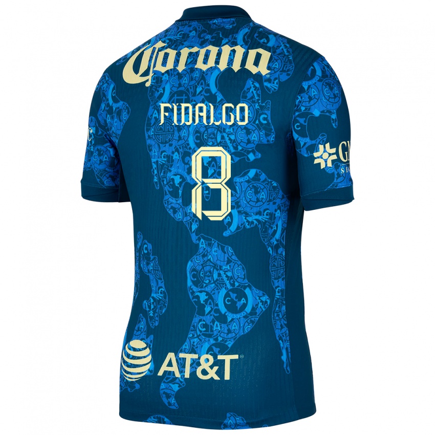 Niño Camiseta Alvaro Fidalgo #8 Azul Amarillo 2ª Equipación 2024/25 La Camisa Chile