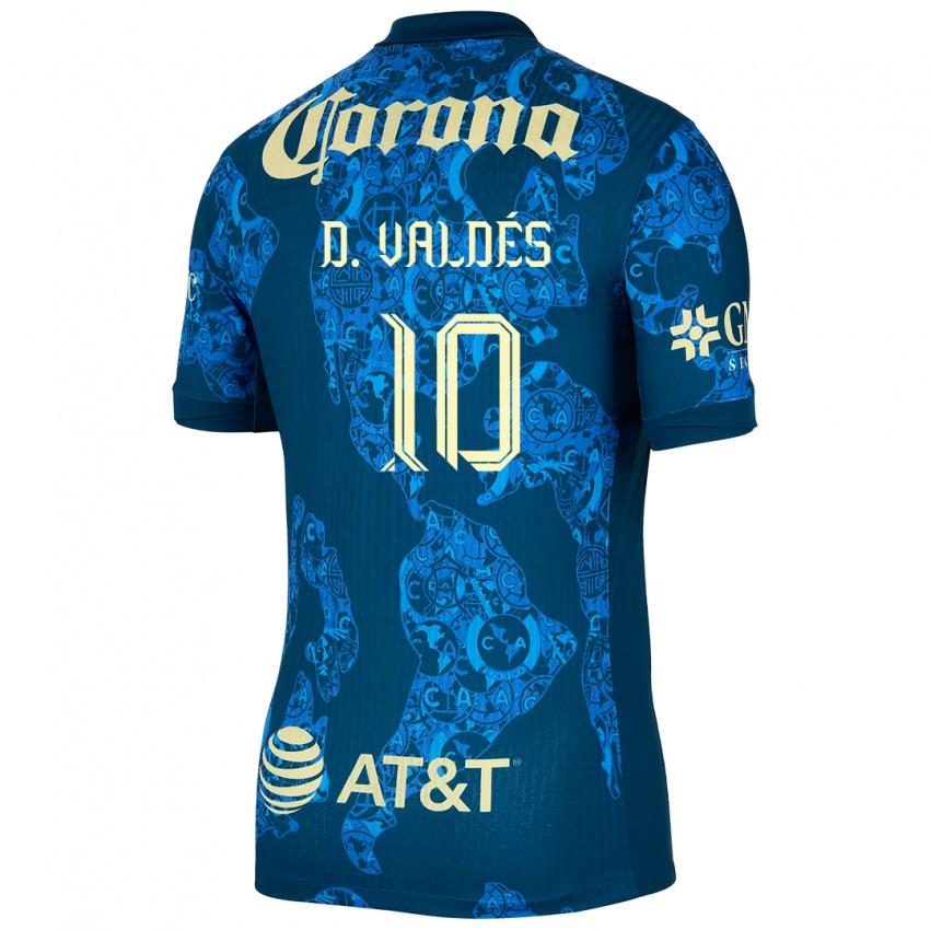 Niño Camiseta Diego Valdés #10 Azul Amarillo 2ª Equipación 2024/25 La Camisa Chile