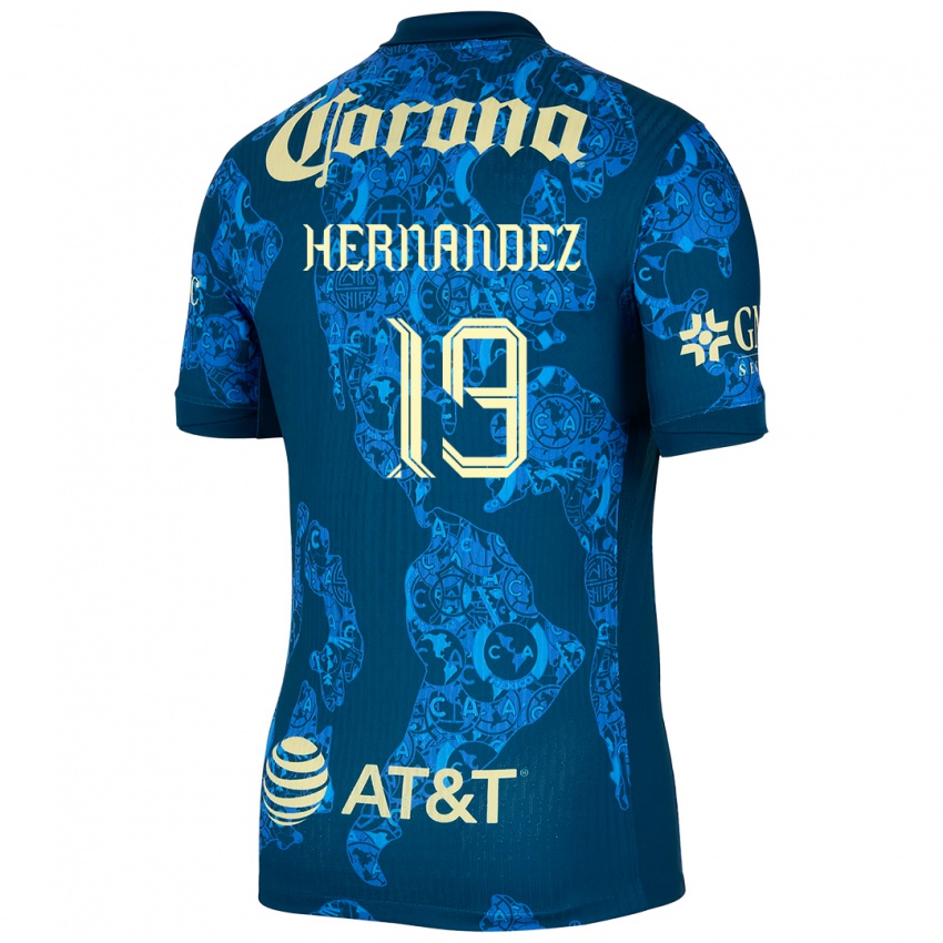 Niño Camiseta Illian Hernández #19 Azul Amarillo 2ª Equipación 2024/25 La Camisa Chile