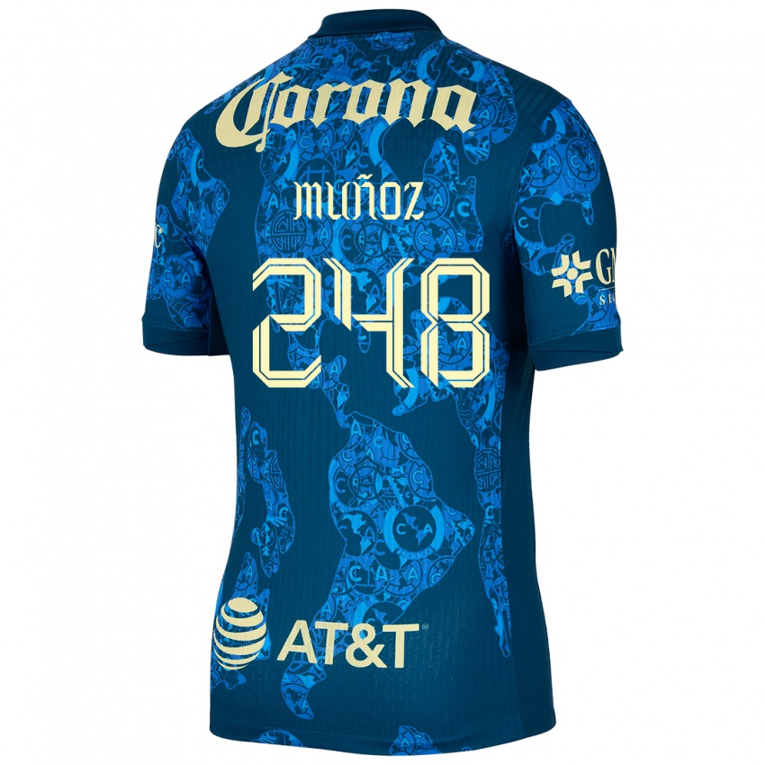 Niño Camiseta Diego Muñoz #248 Azul Amarillo 2ª Equipación 2024/25 La Camisa Chile