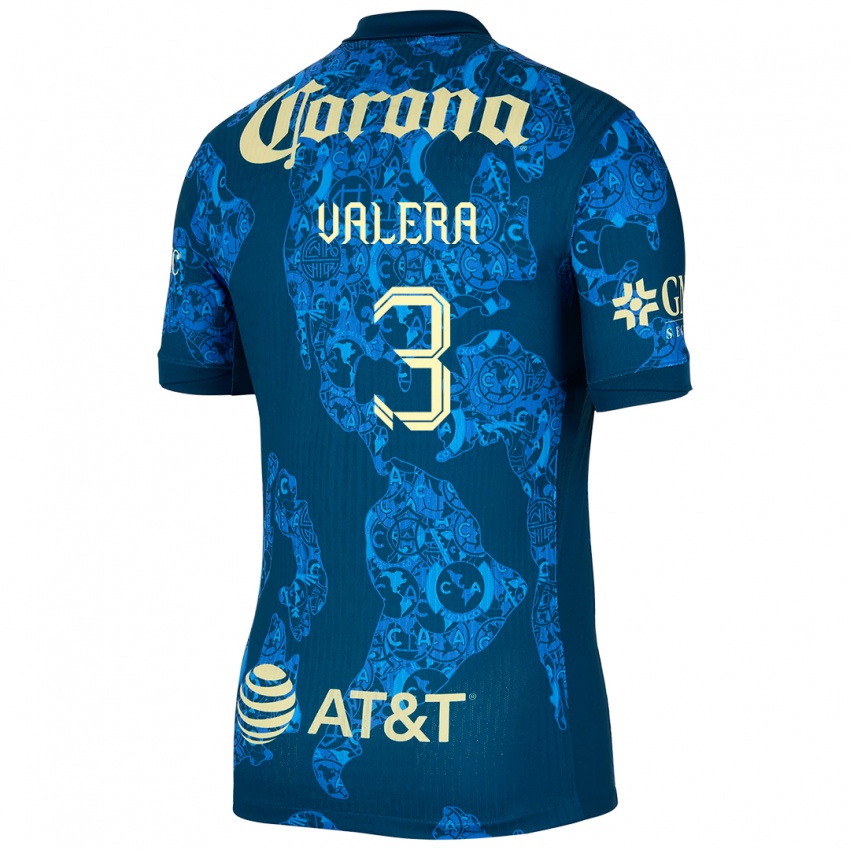 Niño Camiseta Selene Valera #3 Azul Amarillo 2ª Equipación 2024/25 La Camisa Chile