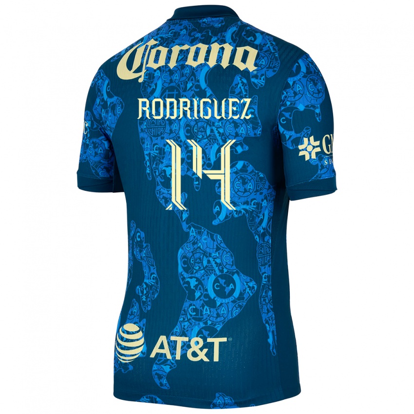 Niño Camiseta Monica Rodriguez #14 Azul Amarillo 2ª Equipación 2024/25 La Camisa Chile