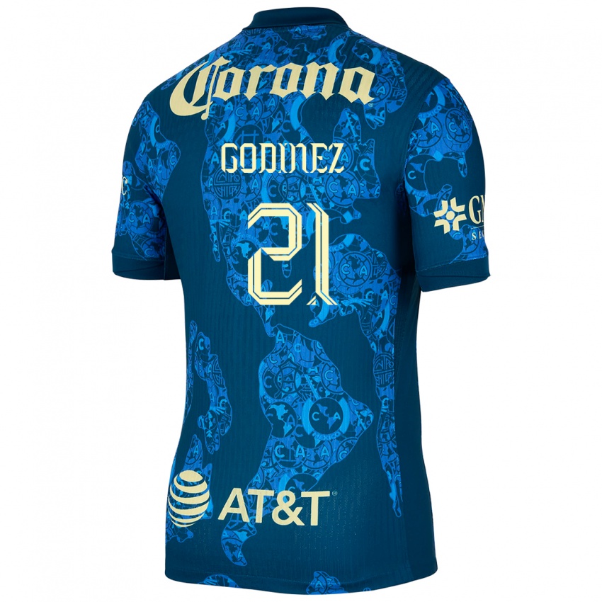 Niño Camiseta Alexandra Godinez #21 Azul Amarillo 2ª Equipación 2024/25 La Camisa Chile