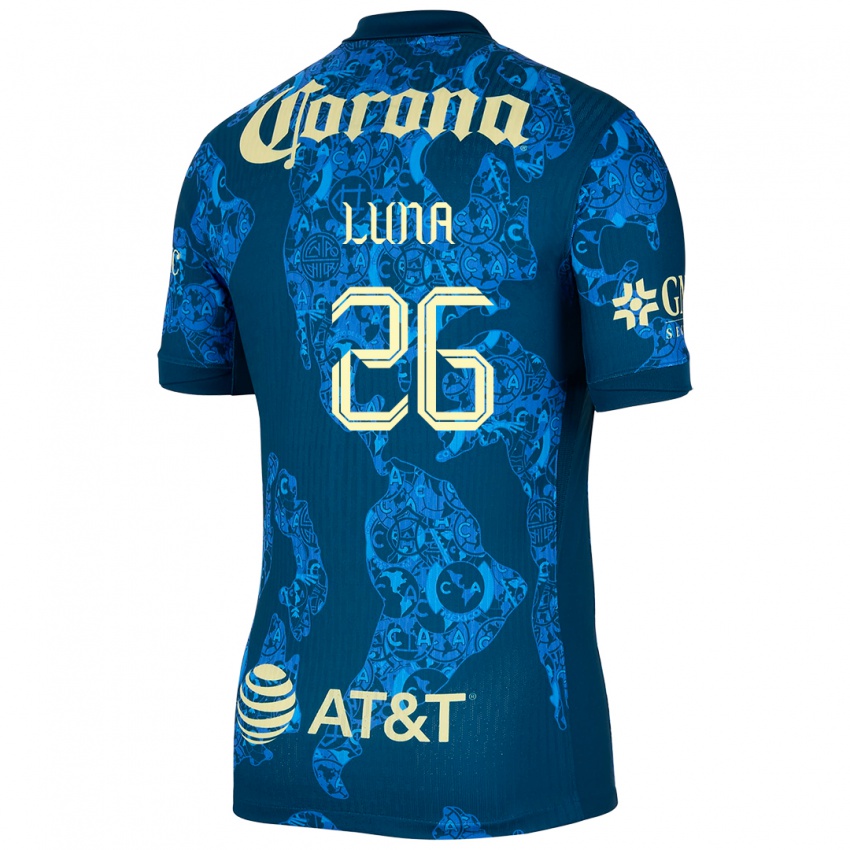 Niño Camiseta Karen Luna #26 Azul Amarillo 2ª Equipación 2024/25 La Camisa Chile