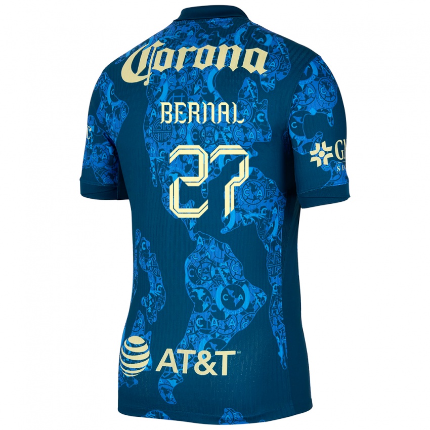 Niño Camiseta Mayra Pelayo Bernal #27 Azul Amarillo 2ª Equipación 2024/25 La Camisa Chile