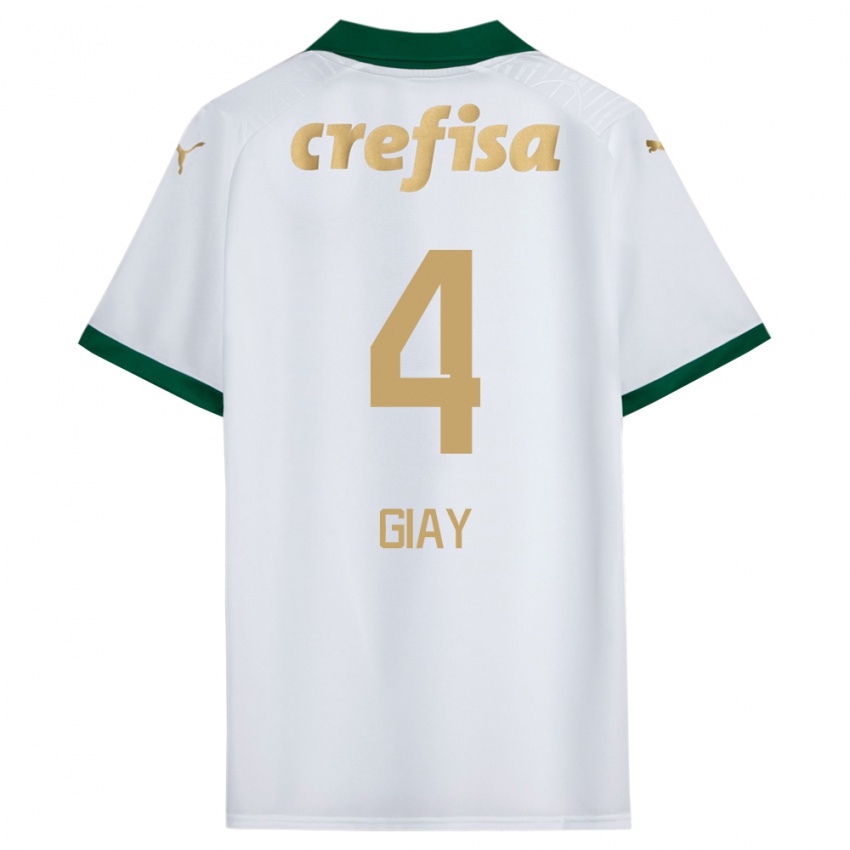 Niño Camiseta Agustín Giay #4 Blanco Verde 2ª Equipación 2024/25 La Camisa Chile