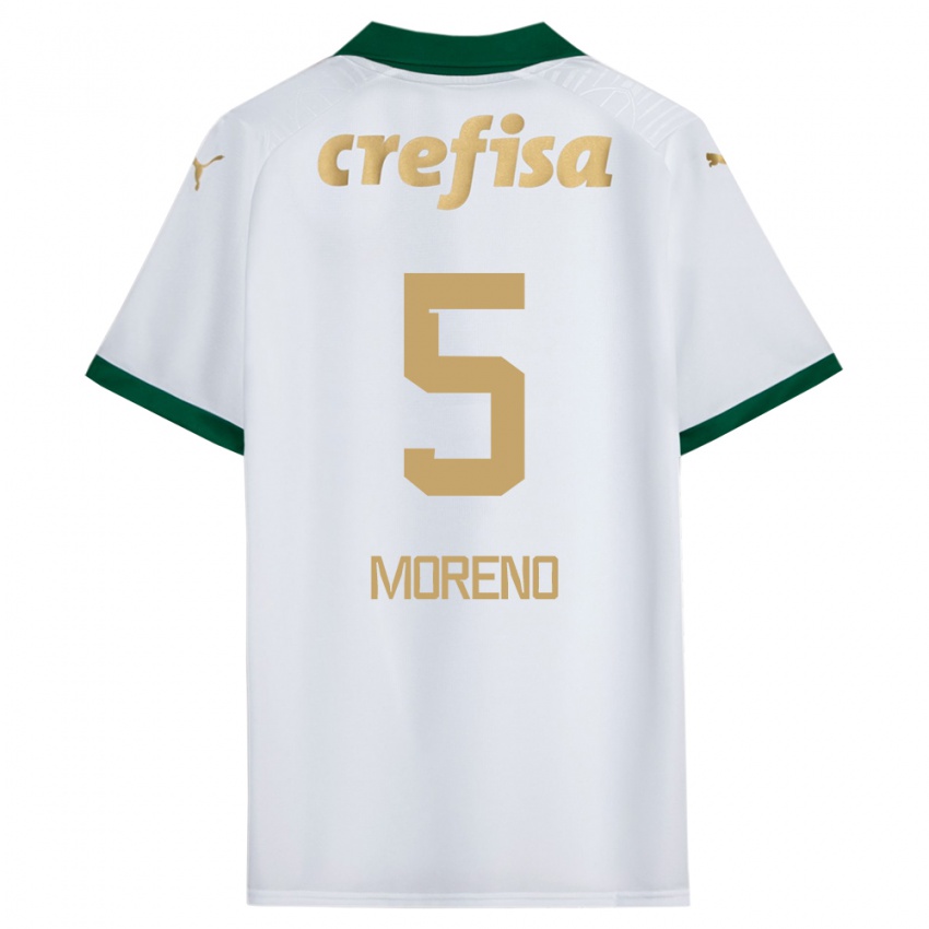 Niño Camiseta Aníbal Moreno #5 Blanco Verde 2ª Equipación 2024/25 La Camisa Chile