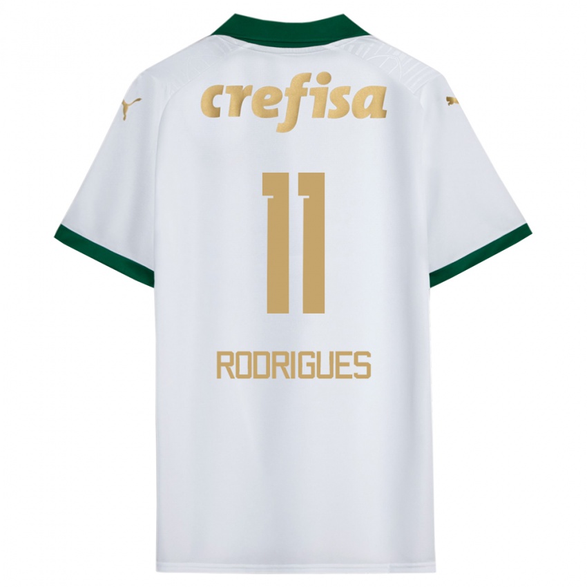 Niño Camiseta Bruno Rodrigues #11 Blanco Verde 2ª Equipación 2024/25 La Camisa Chile