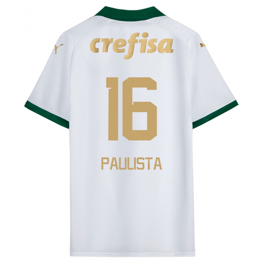 Niño Camiseta Caio Paulista #16 Blanco Verde 2ª Equipación 2024/25 La Camisa Chile