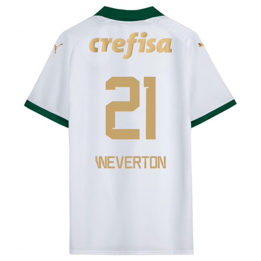 Niño Camiseta Weverton #21 Blanco Verde 2ª Equipación 2024/25 La Camisa Chile