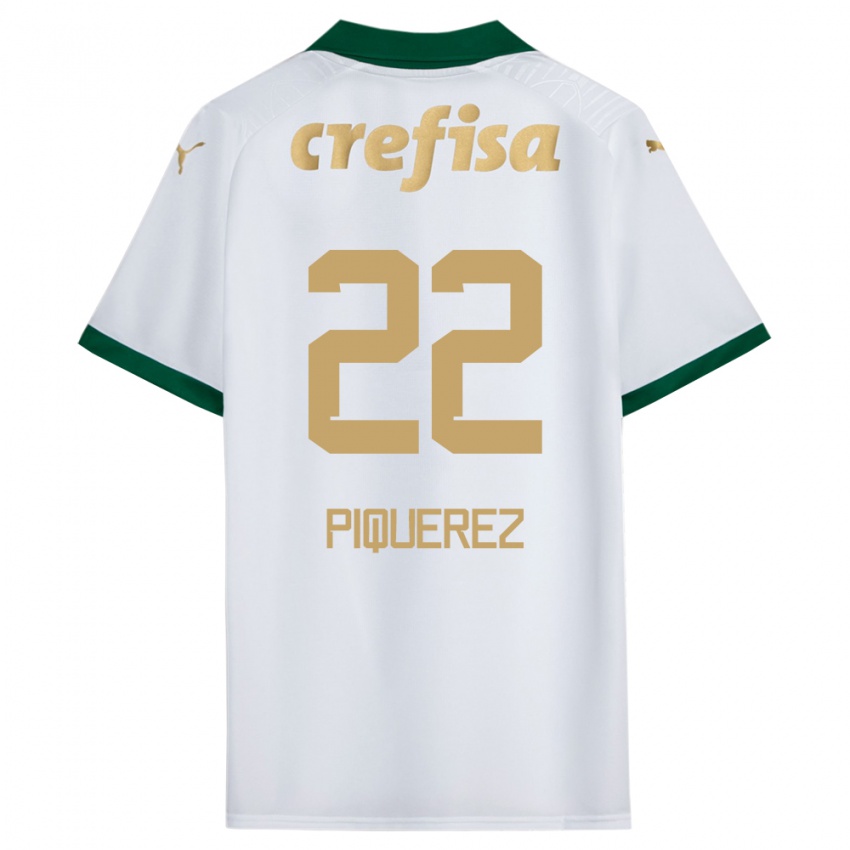 Niño Camiseta Joaquin Piquerez #22 Blanco Verde 2ª Equipación 2024/25 La Camisa Chile